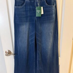 HALARA NWT Wide-Leg Stretch Denim Jeans in Dark Blue